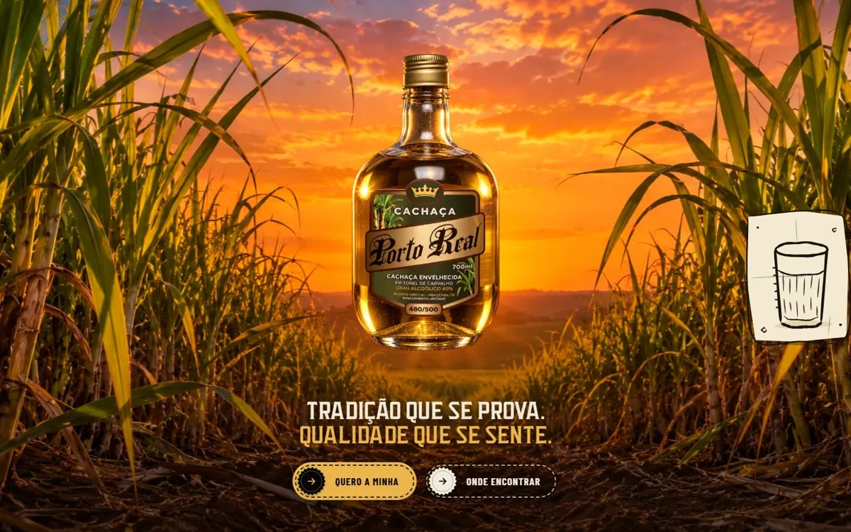 Porto Real cachaça landing page